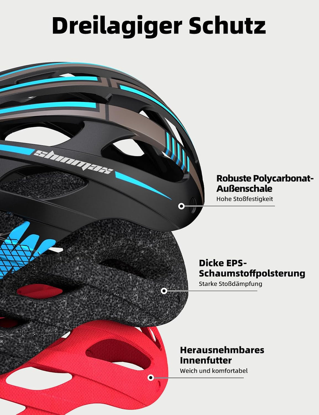 Shinmax Fahrradhelm Herren Damen mit Visier, Magnetischer Abnehmbarer Schutzbrille und USB-Aufladung