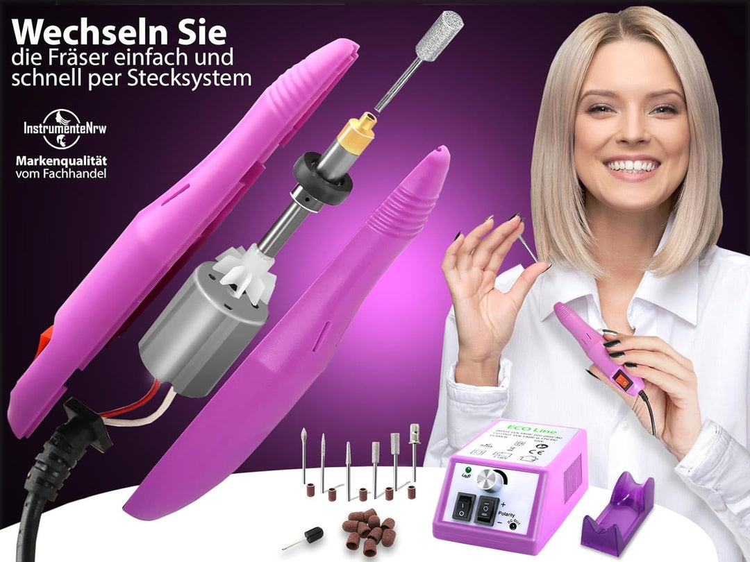 Elektrisches Fräser Pediküre Set Maniküreschleifer mit 20.000 U/min | Fusspflegegerät mit Diamantsch