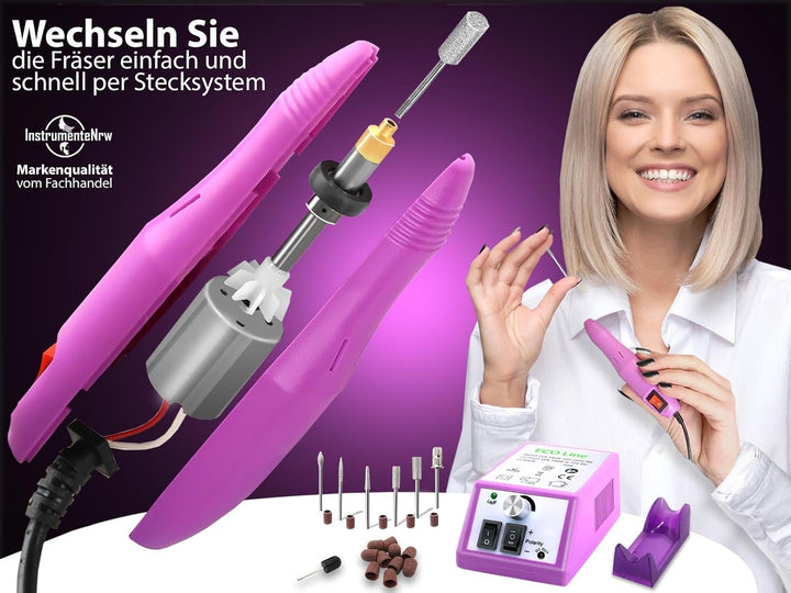 Elektrisches Fräser Pediküre Set Maniküreschleifer mit 20.000 U/min | Fusspflegegerät mit Diamantsch