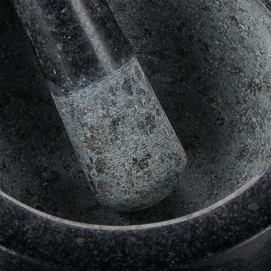 Relaxdays XXL Granit Mörser mit Stössel, robust, langlebig, Gewürze, Kräuter, Steinmörser, 5,6 kg, Ø