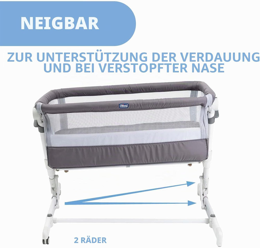 Chicco, Next2Me Pop Up Beistellbett, Höhenverstellbar, Neigbar, Kompatibel mit verschiedenen Betten,