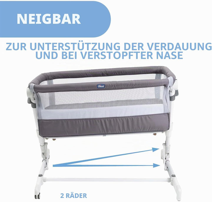 Chicco, Next2Me Pop Up Beistellbett, Höhenverstellbar, Neigbar, Kompatibel mit verschiedenen Betten,