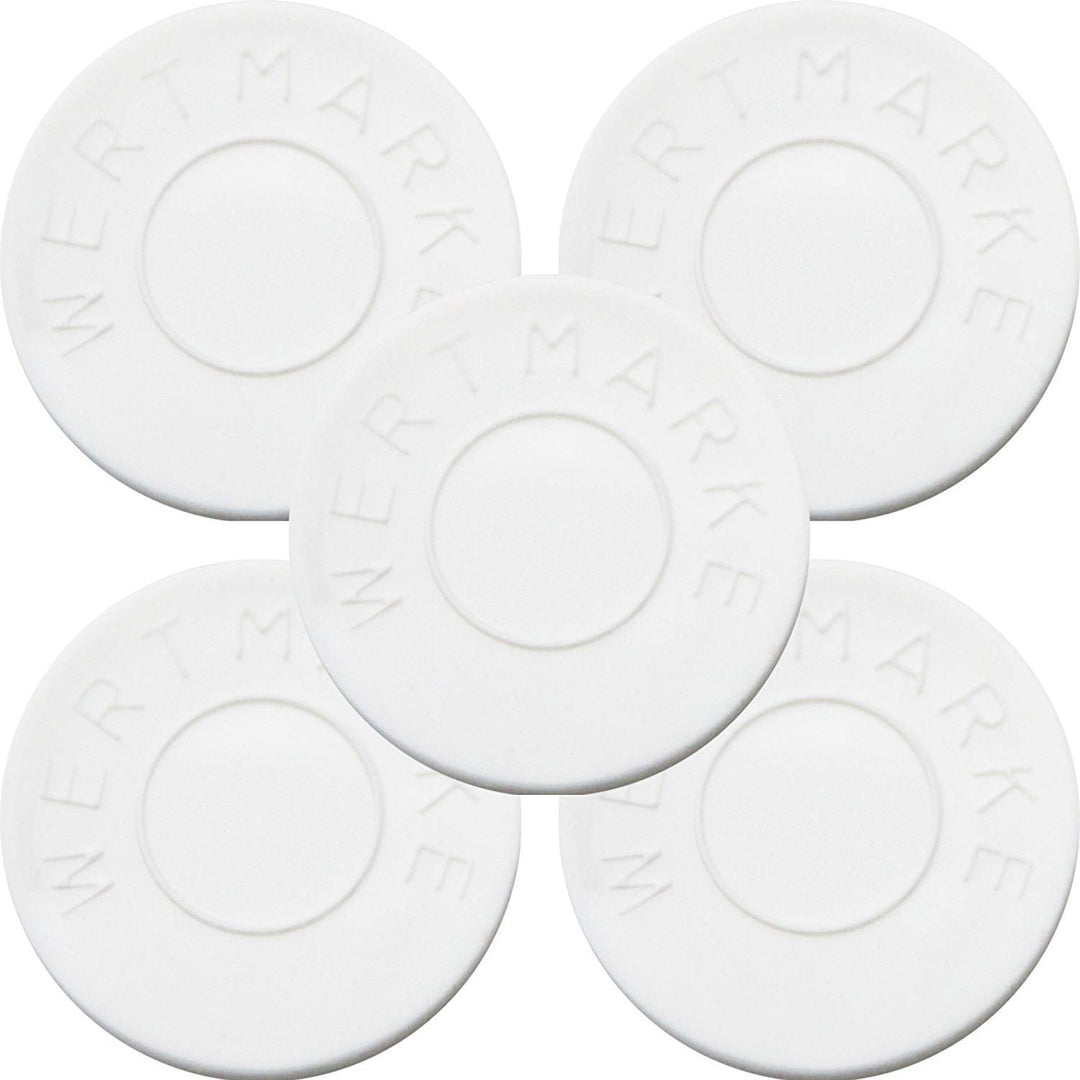 500 Pfandmarken Wertmarken Durchmesser 30mm Farbe Weiss mit beidseitiger Aufschrift"Wertmarke" - Eve