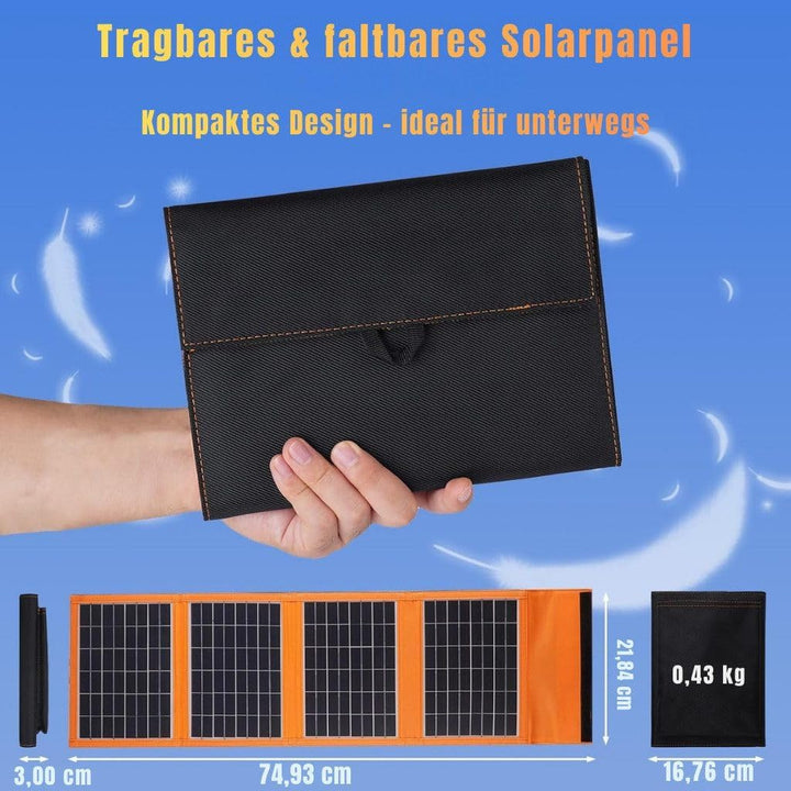 Faltbares Solarpanel 30W, Monokristallin, 2 USB-Ausgänge, Ultraleicht & Robust, Tragbar für Camping,