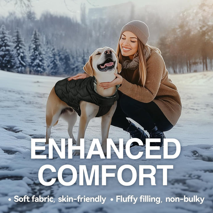 VIVAGLORY Softjoy Hundemantel, Wintermantel mit Bauchschutz, Hundejacke für Winter & Weihnachten, Wa