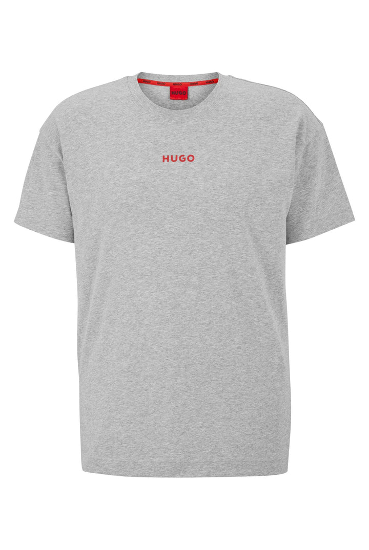 HUGO Herren Linked T-Shirt Relaxed-Fit Pyjama-Shirt aus Stretch-Baumwolle mit Logo M Medium Grey35,