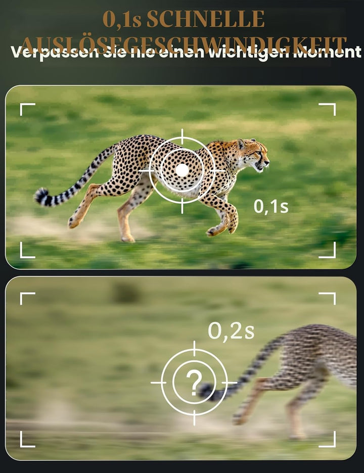 Wildkamera mit Handyübertragung App, 4K 60MP HD Solar WLAN Wildkamera, 5200mAH Akku, Wildtierkamera
