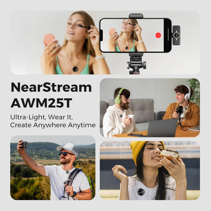 NearStream Wireless Lavalier Mikrofon für iPhone/Android,drahtloses Ansteckmikrofon mit Lightning/US