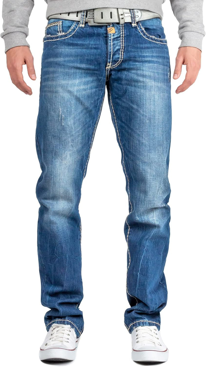 Cipo & Baxx Herren Jeans mit dicken Nähten 29W / 30L Blau - 04, 29W / 30L Blau - 04