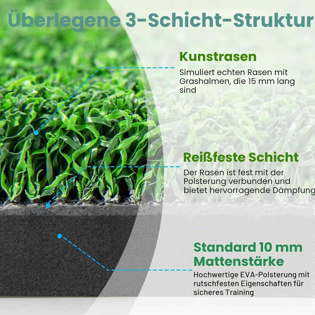 LIFEZEAL Golf Abschlagmatte inklusive Gummi Tee, Golf Matte zusammenrollen, Golf Abschlagmatte mit 6