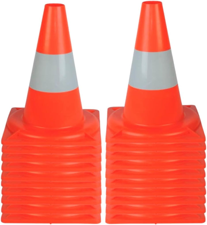20 Stück Verkehrskegel Reflektierend orangefarbener - Warnkegel HDPE - 33 cm hoch