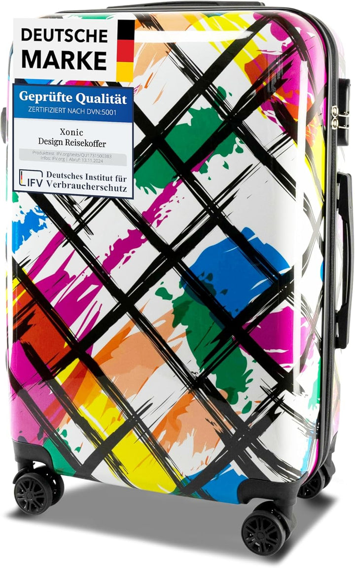 Xonic Design Reisekoffer - Hartschalen-Koffer mit 360° Leichtlauf-Rollen - hochwertiger Trolley mit