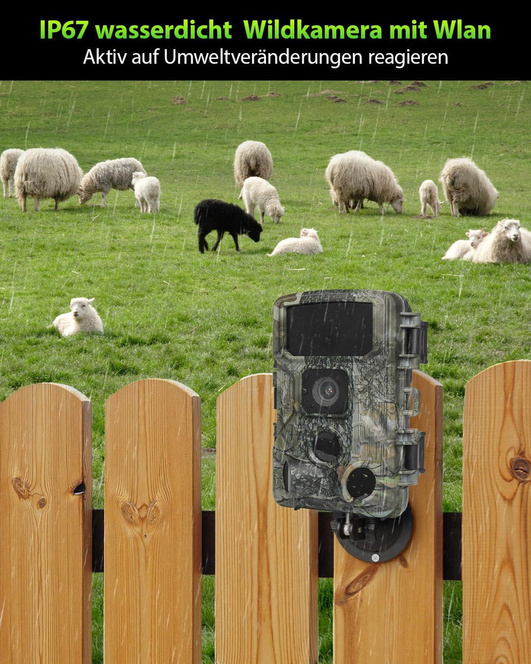 KJK Wildkamera mit Handyübertragung APP, 4K 64MP HD WLAN Bluetooth, Wildkamera mit Bewegungsmelder N