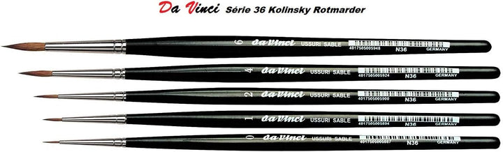Da Vinci Série 36 Kolinsky Rotmarder Künstlerpinselset-Pinsel-5er Set Grösse 0, 1, 2, 4, 6
