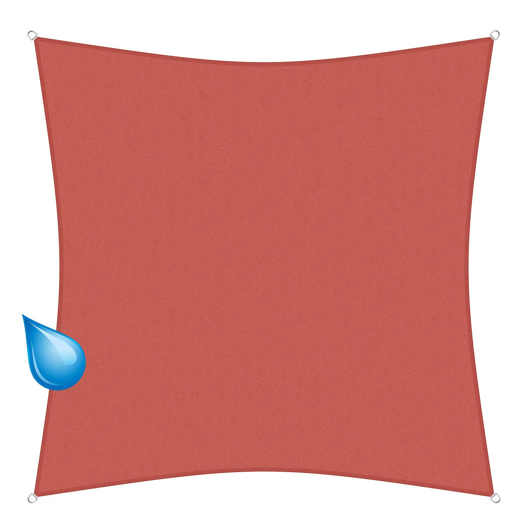 sunprotect 83270 wasserabweisend Sonnensegel Hydro, 3 x 3 m, Quadrat, wasserabweisend, rost-rot 3x3m