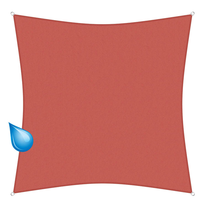 sunprotect 83270 wasserabweisend Sonnensegel Hydro, 3 x 3 m, Quadrat, wasserabweisend, rost-rot 3x3m