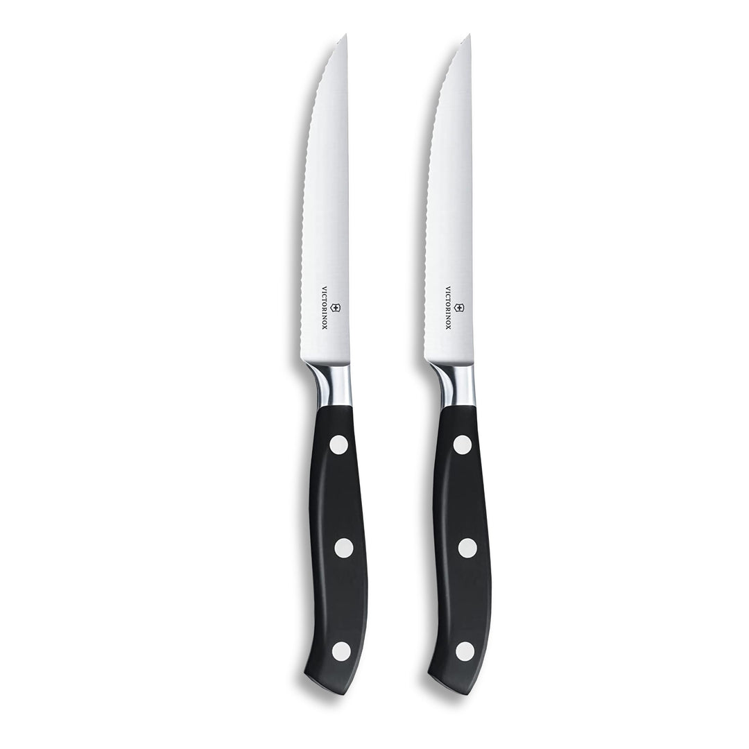 Victorinox, Grand Maître, Profi Steakmesser-Set, 2-teilig, Extra Scharfe Klinge, Wellenschliff, 12 c