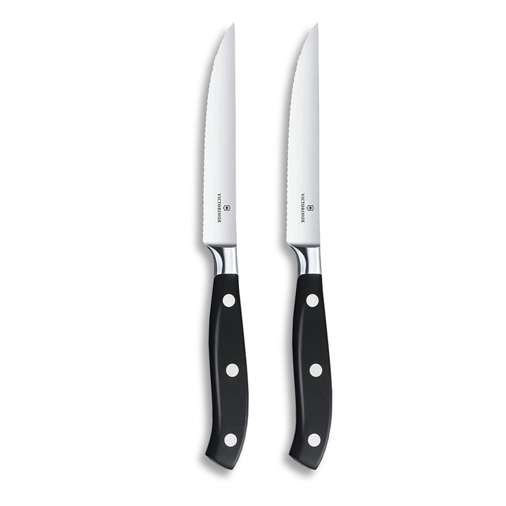 Victorinox, Grand Maître, Profi Steakmesser-Set, 2-teilig, Extra Scharfe Klinge, Wellenschliff, 12 c
