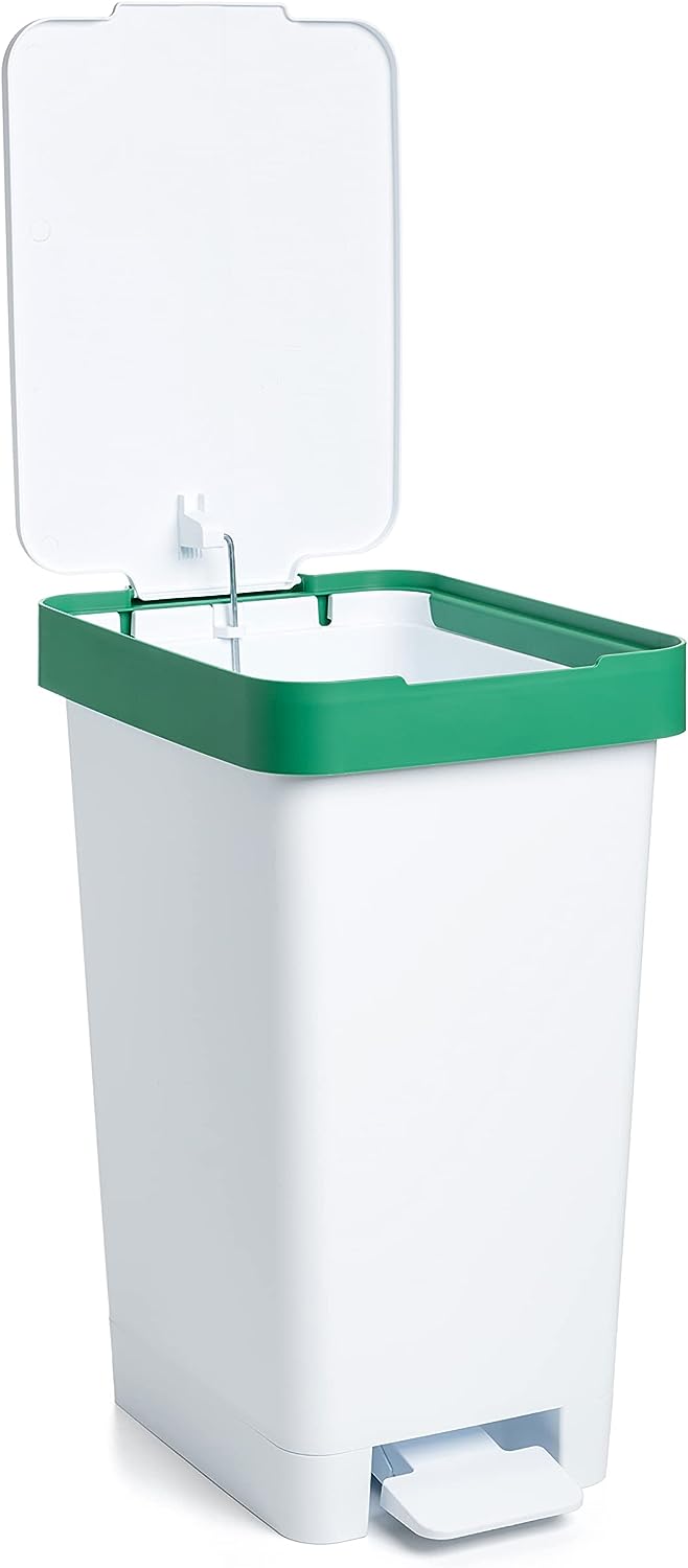 TATAY Mülleimer Küche Smart, 25L Fassungsvermögen, Einziehbares Pedal, Polypropylen, BPA-frei, 30L M