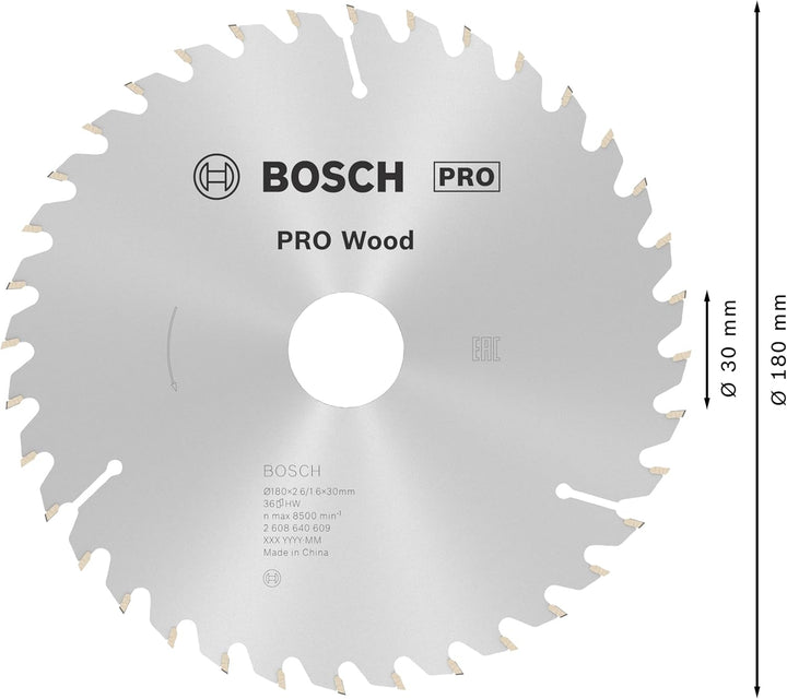 Bosch Professional 1x Kreissägeblatt Optiline Wood (Sägeblatt für Holz, Ø 180 x 30 x 2,6 mm, 36 Zähn