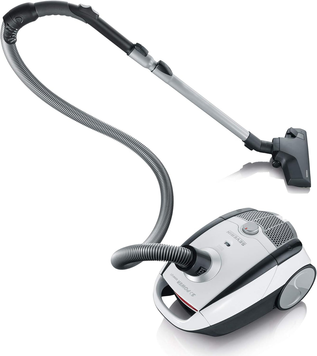 Severin BC 7035, Beutel-Staubsauger, ‎750 Watt, 2 L, ‎25.5 x 35.5 x 20 cm, Schneeweiss-platingrau 2L