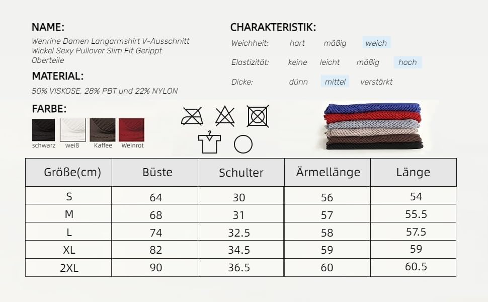 Wenrine Damen Pullover Tiefer V-Ausschnitt Wickel Strickpullover Sexy Herbst Pulli Slim Fit Winter O