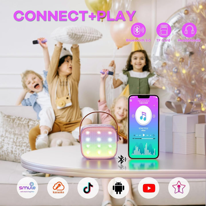 YLL Mini Kinder Karaoke Maschine mit 2 Mikrofon, Karaoke Geschenke für Mädchen Alter 3 4 5 6 7 8 9 1