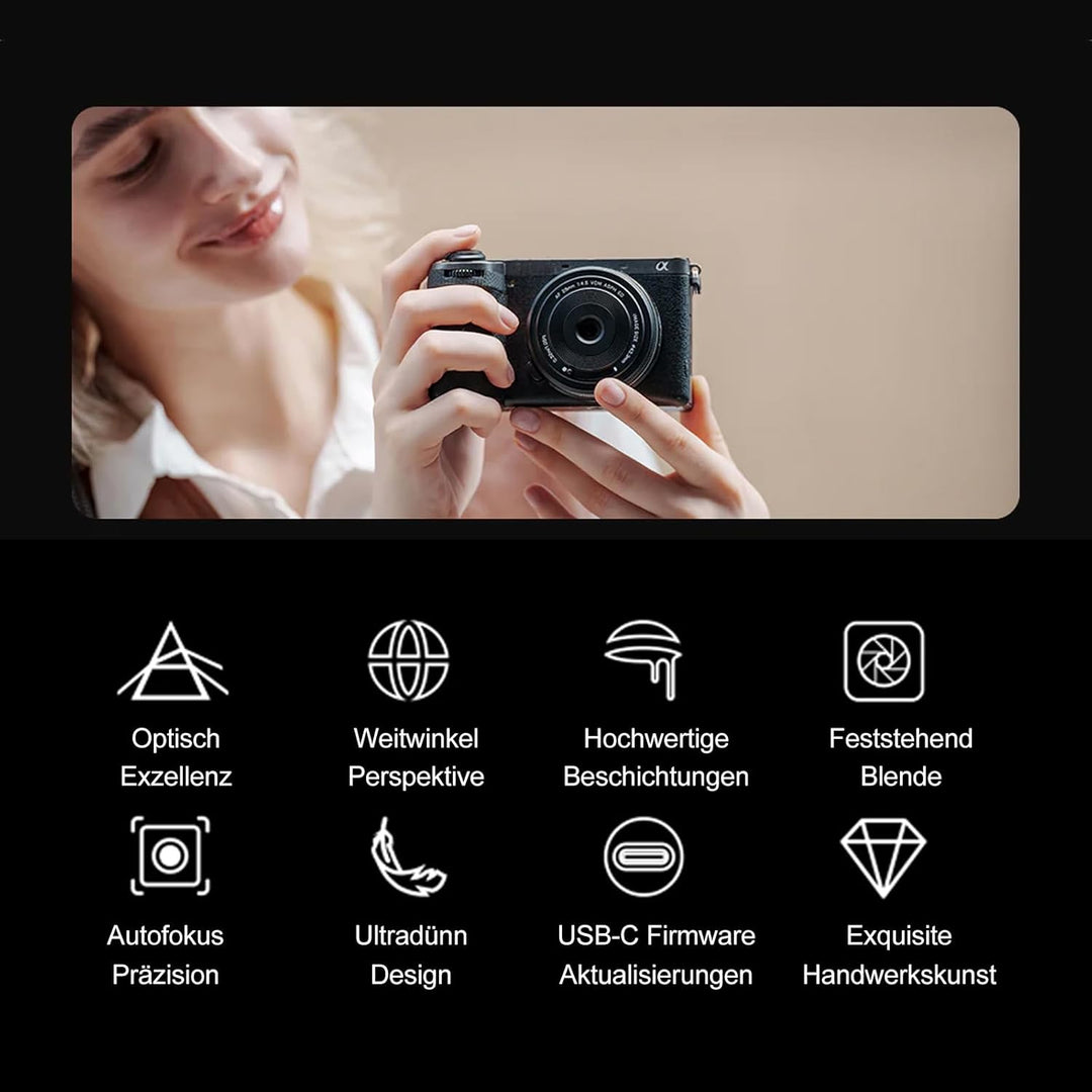 VILTROX 28mm F4.5 FE für Sony E Mount Objektiv,AF 28mm f/4.5 E Mount Pancake Objektiv Festbrennweite