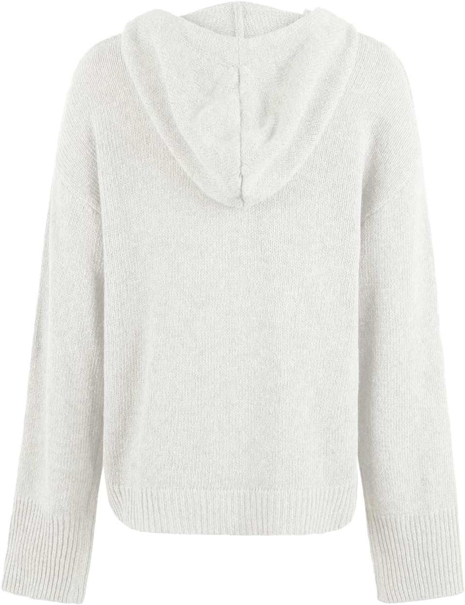 Vcindai Damen Langarm Grobstrickjacke Kurz Strickjacke Herbst Winter Strickmantel mit Kapuze M Weiss