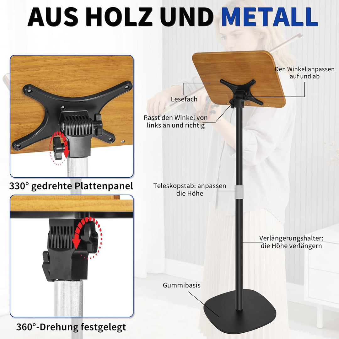 OUUTMEE Lesebuchständer, anhebbarer Beistelltisch, Winkelverstellung, Metallstruktur, Laptop, Kochbu