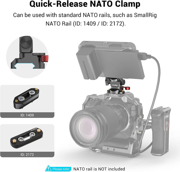 (Aktualisierte Version) SMALLRIG Monitorhalterung mit NATO Klemme, Kamera Monitorhalterung für 5" un