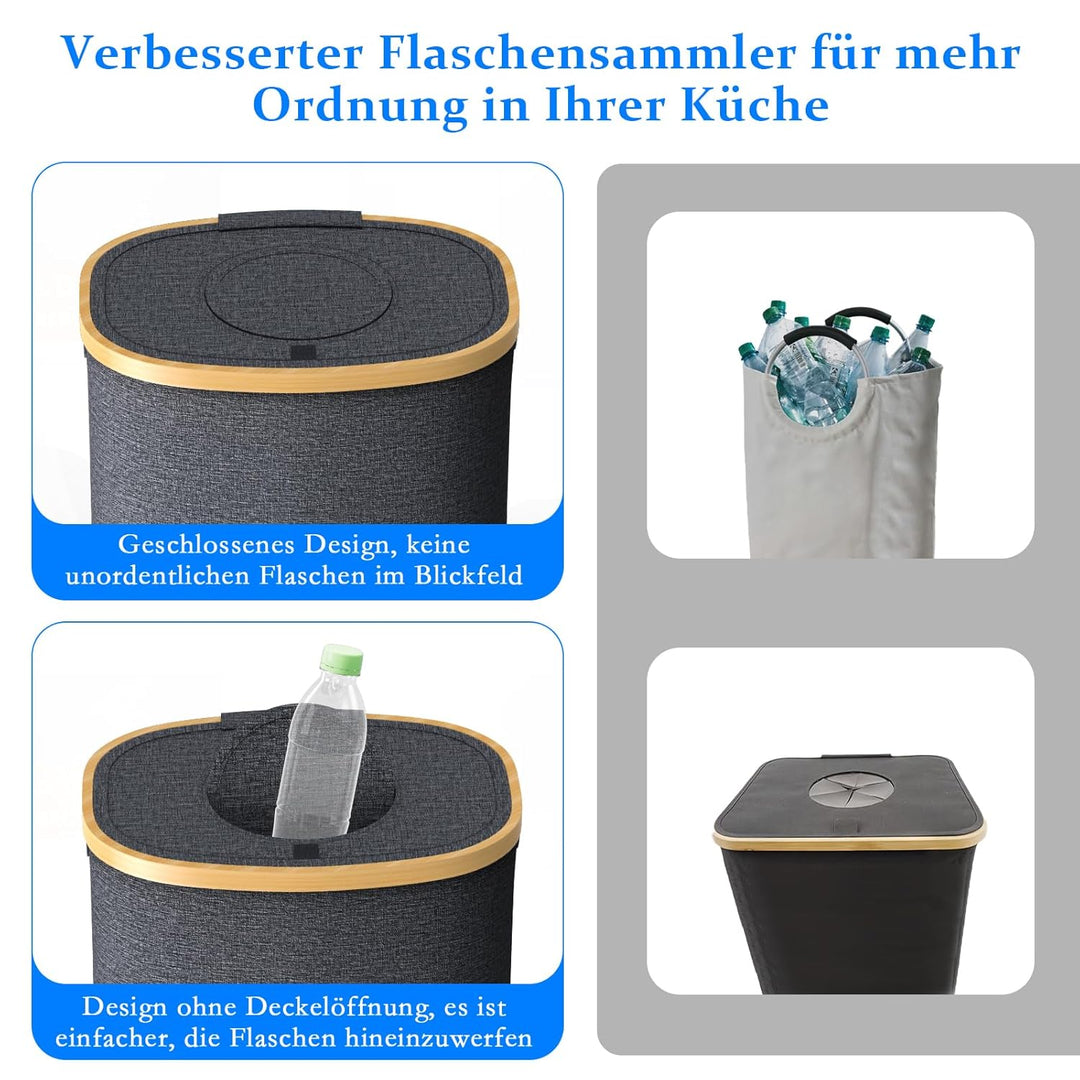 110L Pfandflaschen Sammelbehälter mit Deckel, Gross Pfandflaschen Aufbewahrung Flaschensammler Leerg