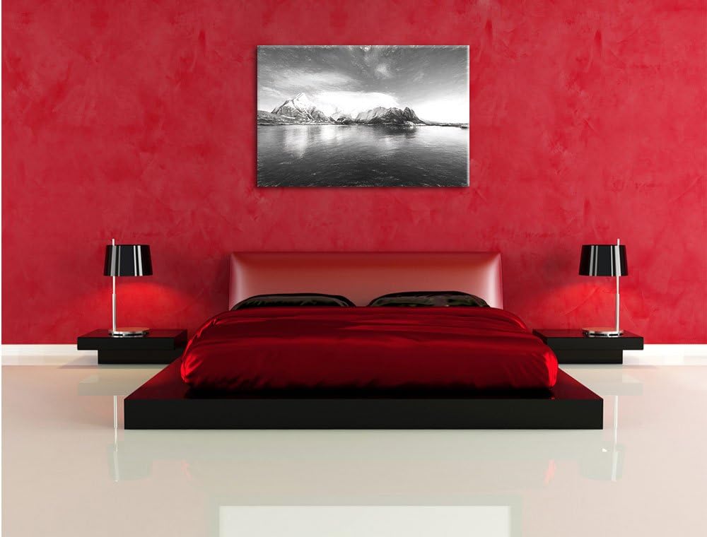 Pixxprint Lofoten in Norwegen Kunst als Leinwandbild/Grösse: 100x70 cm/Wandbild/Kunstdruck/fertig be