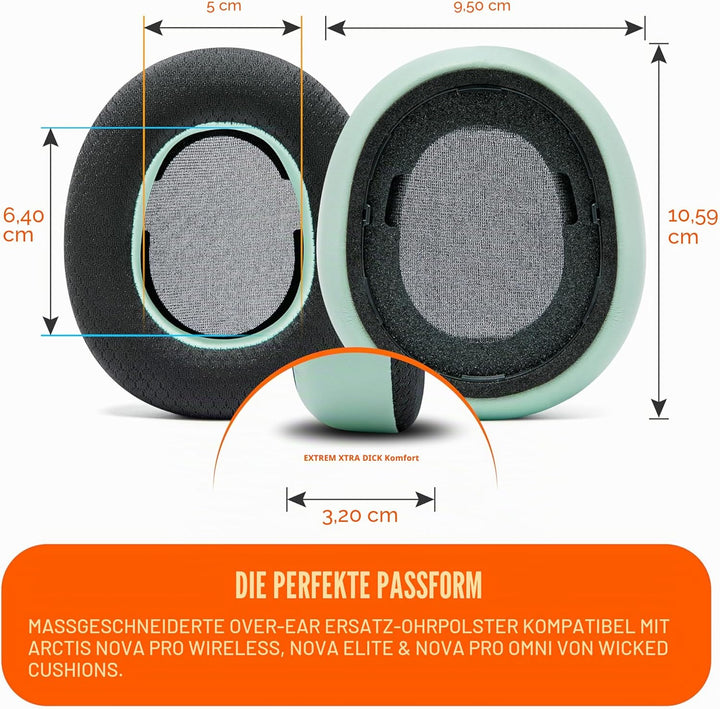 WC Freeze Nova Pro Wireless – Hybrid-Gewebe-Kühlgel-Ersatz-Ohrpolster für Steelseries Arctis Nova Pr