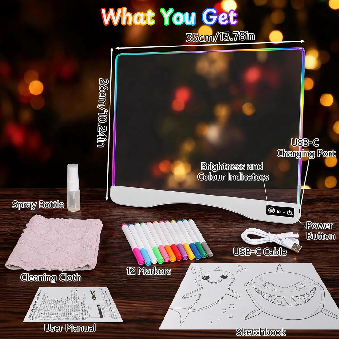 hzuisst LED Zeichenbrett 16 Inch, Wiederaufladbar &amp; 9 Lichtmodi, Weiss