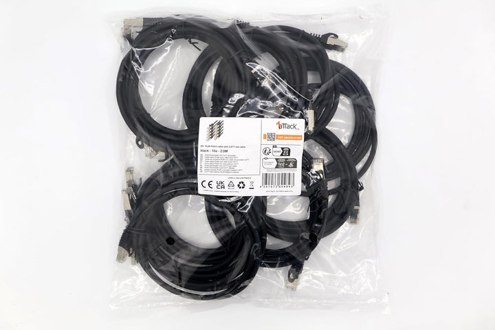 2,0m - schwarz - 10 Stück CAT.7 Netzwerkkabel Patchkabel SFTP PIMF LSZH Gigabit Lan Kabel 10Gb s cat