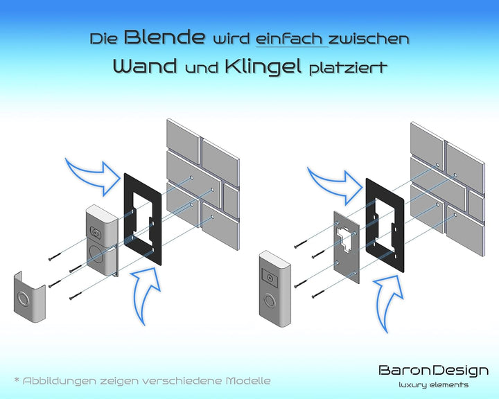Ring Video Doorbell Blende, Wandplatte, Halterung, Wandhalterung, Edelstahl, Schild, Rahmen, Hochwer