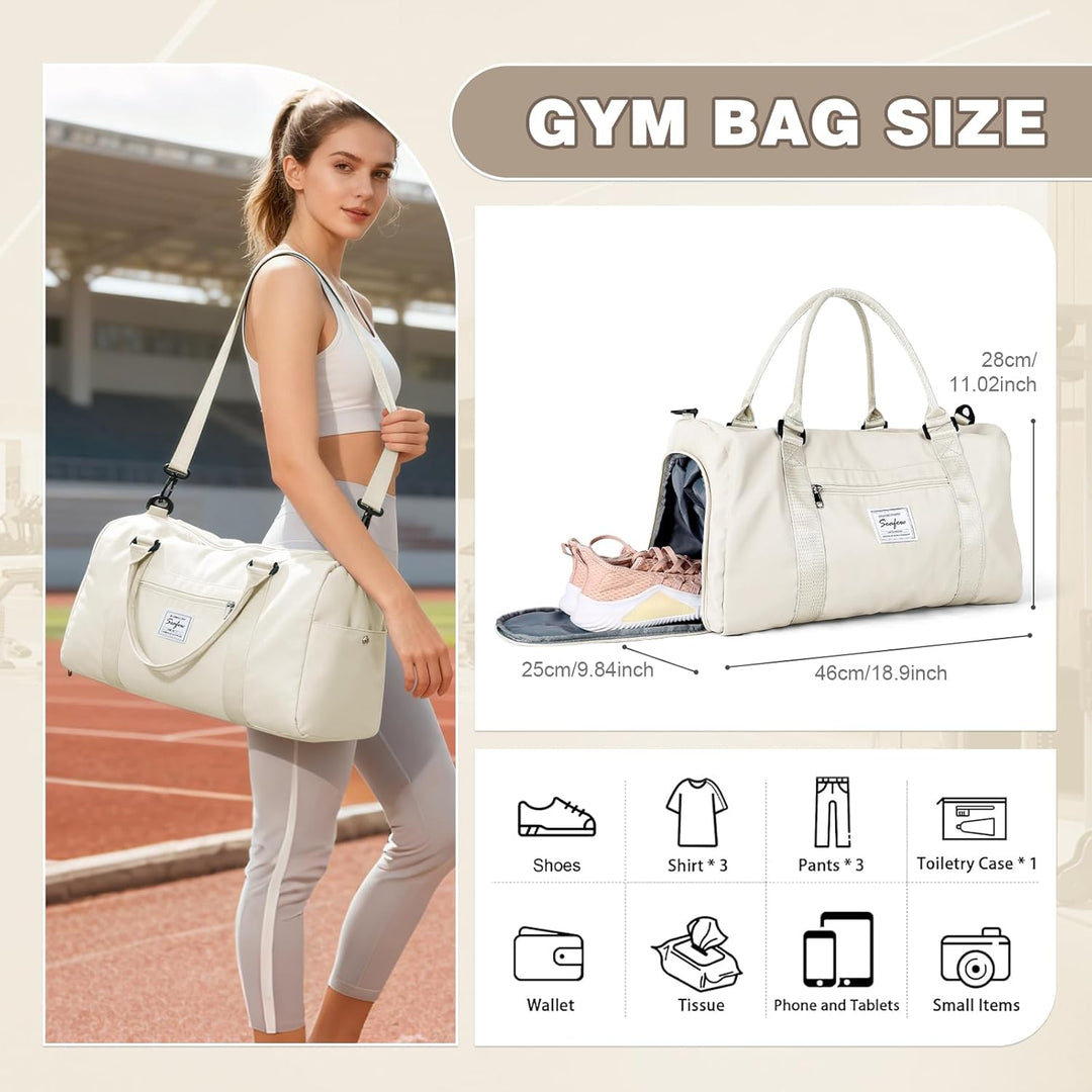 Sport Duffel Bag Damen Herren Sporttasche mit Schuhfach & Nassfach Reisetasche Handgepäck Tasche Spo