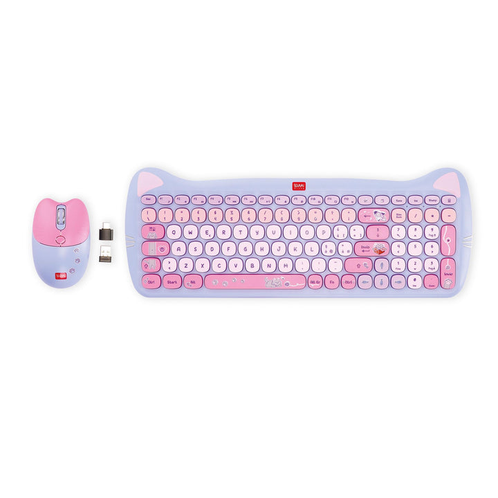 Legami - Tastatur-Set mit 15 Multimedia-Tasten, kabellose Maus mit 3 Geschwindigkeitsoptionen, ideal