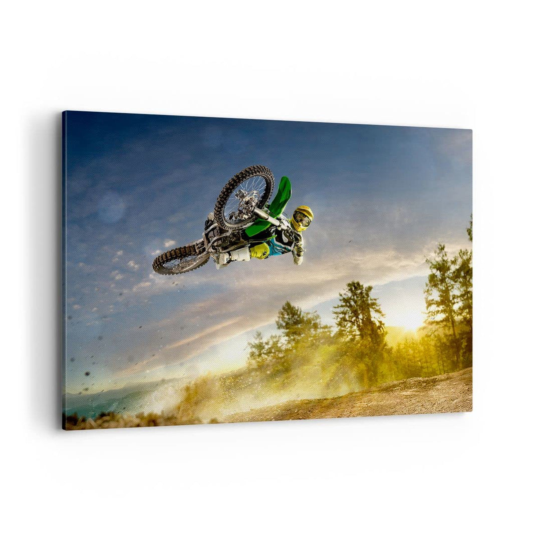 Bilder auf Leinwand 100x70cm Leinwandbild Motorrad Extrem Spass Wettbewerbe Gross Wanddeko Bild Schl