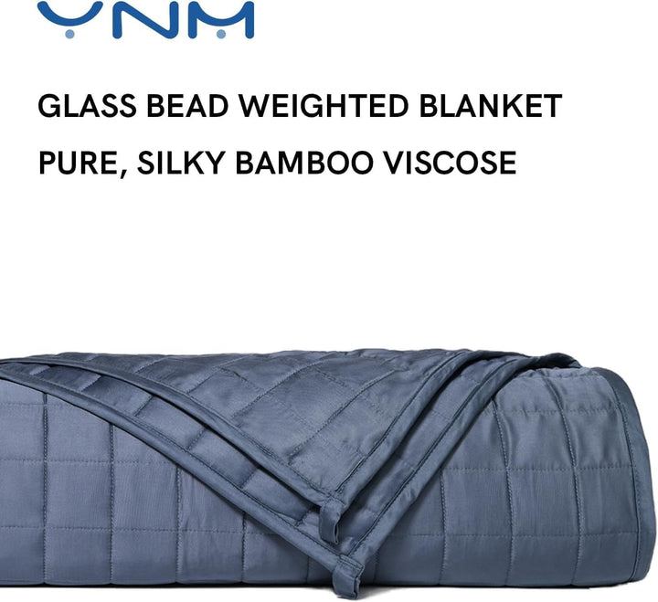 YNM Kühlende gewichtete Decke, Viskose aus Bambus mit hochwertigen Glasperlen (Blaugrau, 122 cm x 18