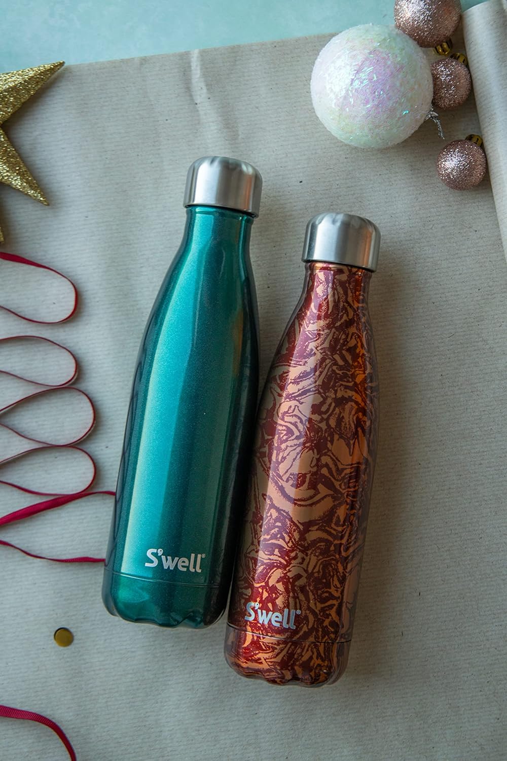 S'well Original Trinkflasche Burgundy Swirl 500ml Vakuumisolierte Trinkflasche hält Getränke kalt un