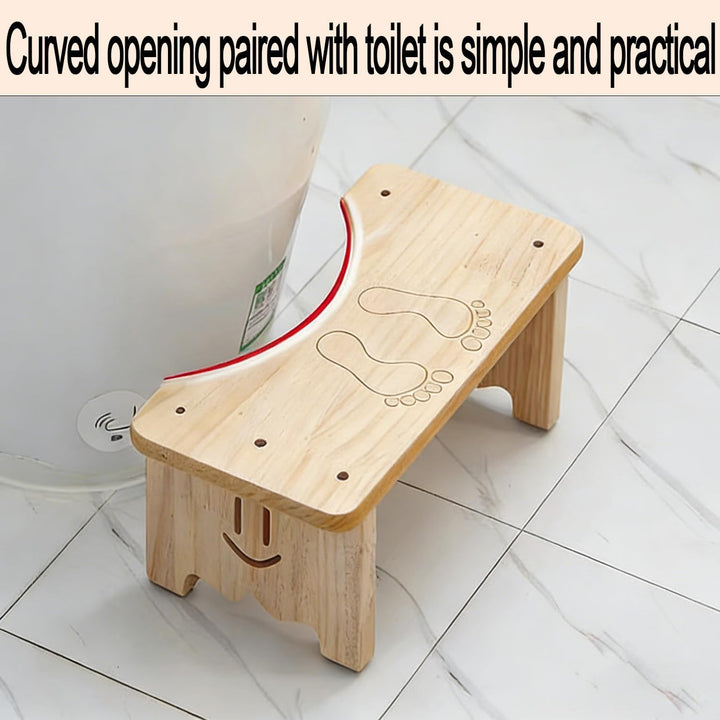 Toilettenhocker aus Holz für Erwachsene, Rutschfester Fussbank, Ergonomischer WC Hocker für Badezimm