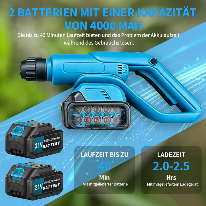Akku-Rasenmäher mit Rasenkantenschneider Akku Rasentrimmer mit 2 * 3000mAh Batterien,Elektrischer Mo