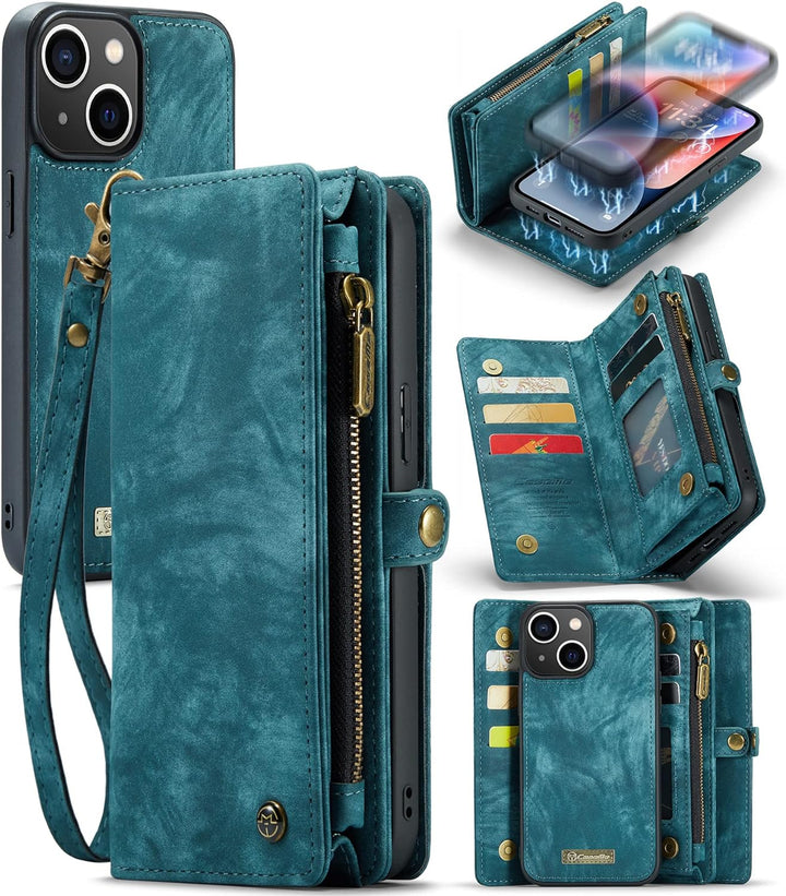 UFinetech iPhone 14 Plus Hülle, Flip Leder TPU Stossfeste Kartenfach Tasche Handyhülle iPhone 14 Plu