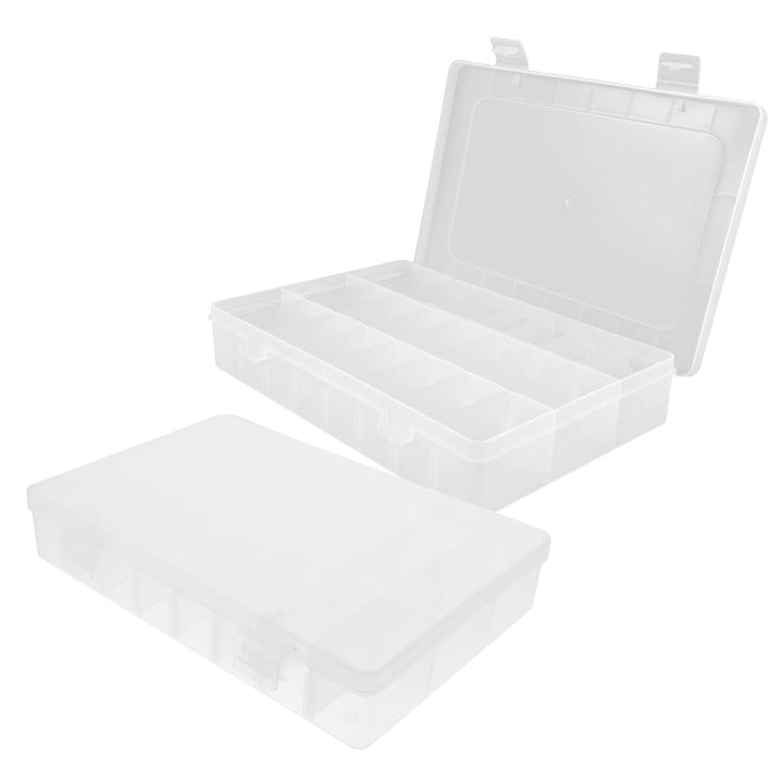 Angoily 2 Stück Ordnungsboxen aus Kunststoff mit 24 Fächern Transparenter Perlenorganisator mit Deck
