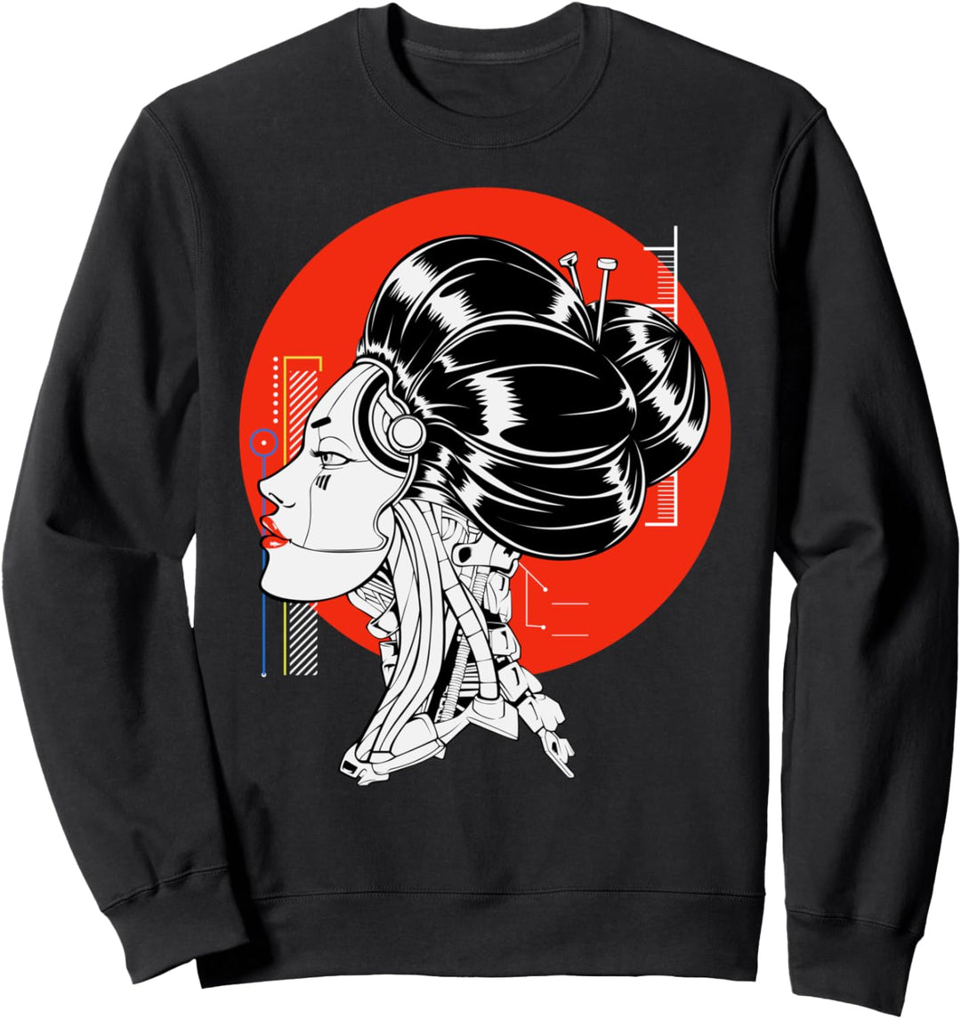 Japanisches Kawaii Vaporwave Geisha-Mädchen Cyberpunk Japan Sweatshirt