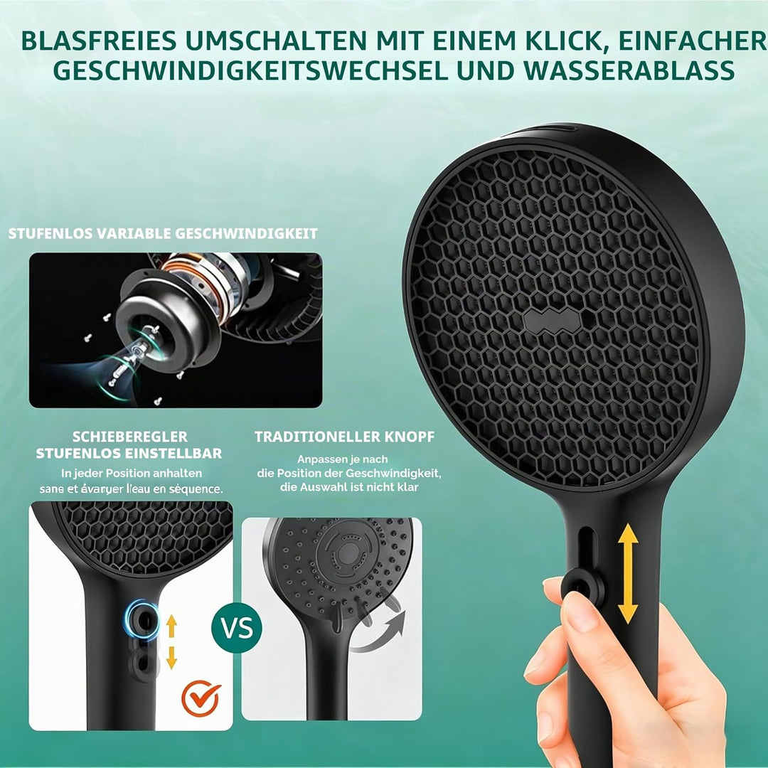 Duschkopf Gross Hochdruck XXL Regenduschkopf mit 3+1 Strahlarten, 130mm Gross Handbrause Duschkopf W