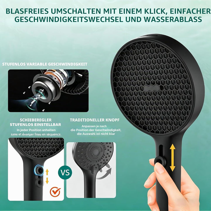 Duschkopf Gross Hochdruck XXL Regenduschkopf mit 3+1 Strahlarten, 130mm Gross Handbrause Duschkopf W