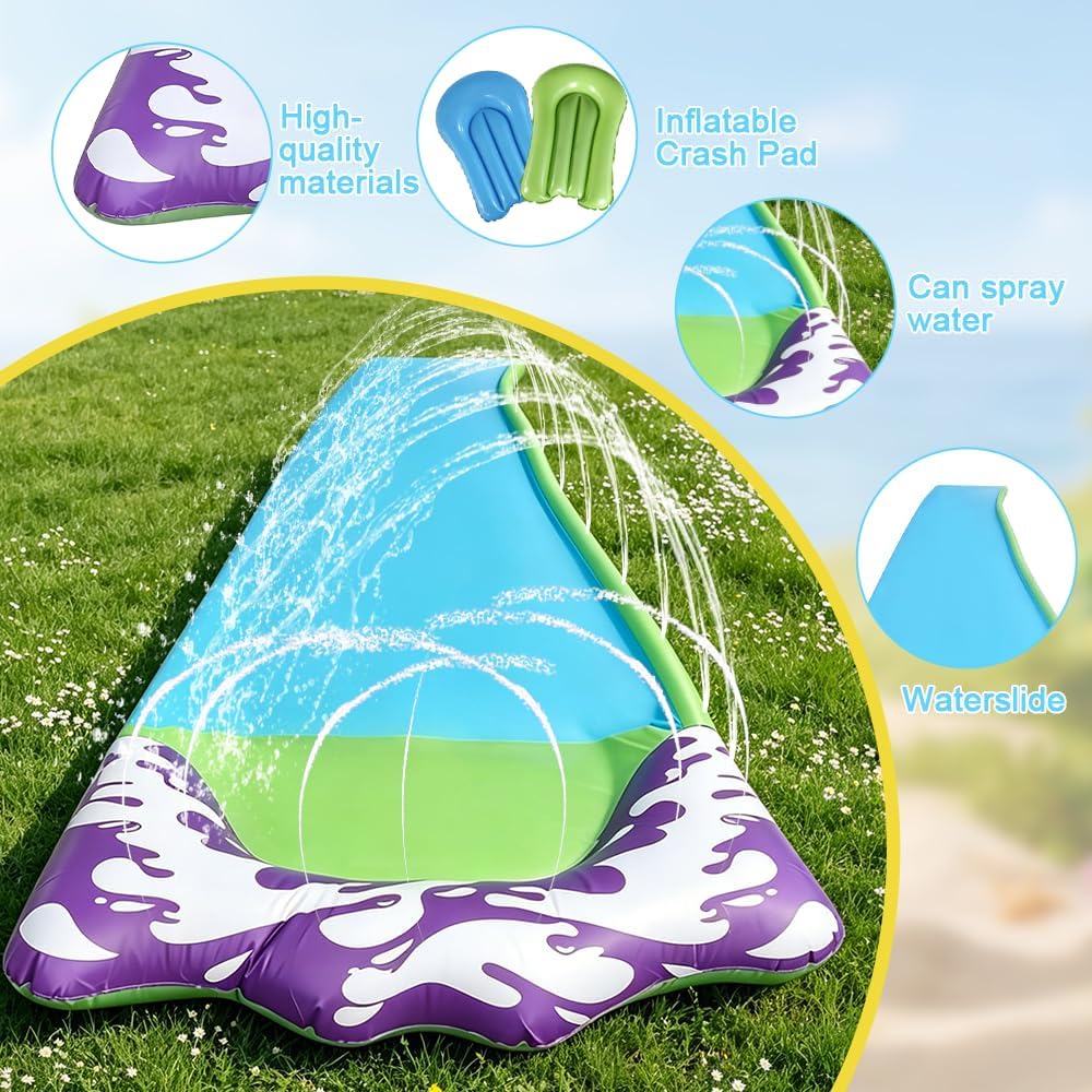 Foreverup Wasserrutsche Garten für Kinder, 480 * 70CM Single Wasserrutschmatte mit Bodyboards, Singl